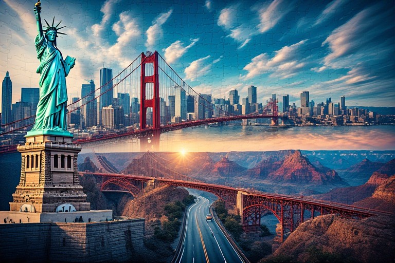 1000 Parça Amerika Puzzle – New York ve Amerikan Şehirleri Temalı Puzzle | Şehir Manzarası Puzzle